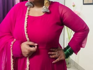 Hot Pink Anarkali With Gotta Patti