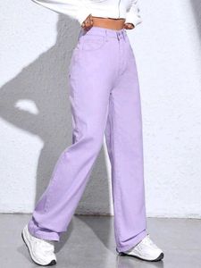 Purple Wide Leg Denim Pants