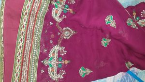 Heavy Work Embroidered Saree Rani Pink