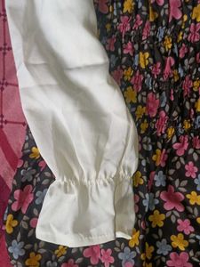 Fake 2 Piece Floral Print Peplum Top - Stretchable