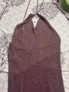 Sparkly Brown Halter Top