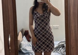 A Line checked Korean Dress