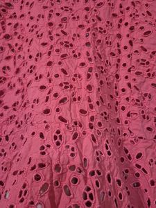 Pink Eyelet Peplum Top