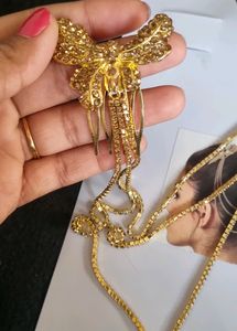 Gold Hair Jewelry with Rhinestone