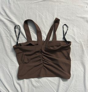 Brown Crisscross Top