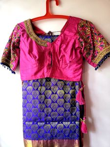 Pure Kanchi Pattu Silk  Saree With Maggam Blouse