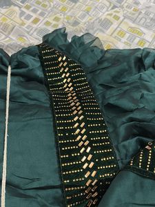 Ready To Wear Green Ruffle Saree