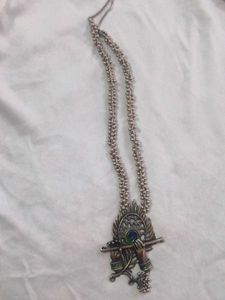 Krishna Flute Silver Necklace