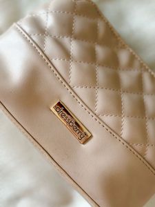 Nude Dressberry Crossbody Bag with gold chain deta