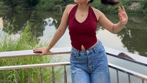 cherry red halter neck top
