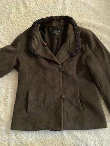 Milan Brown Faux Fur Collar coat