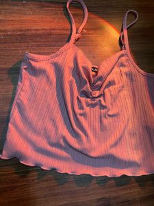 Cute Pink Ribbed Tank Top