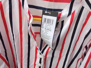 White Stripted Tunic Shirt Style Top