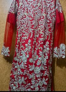 Red &amp; Silver Embellished Kurti