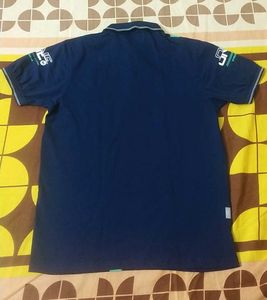 Stylish Blue Graphic Print Polo