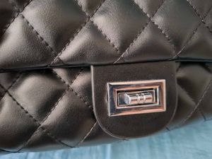 Chanel Inspired Black Quilted Jumbo Sling