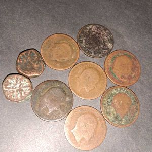 Heavily used British India/Mughal coins
