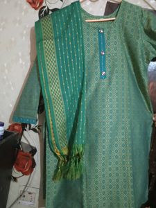 Brand New Kurta+Plazzo+Duptta - Light Green Color