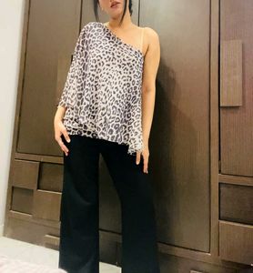 Animal Print One Shoulder Top