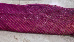 Leheriya Saree with Golden Embellished Border