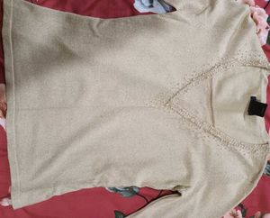 Elegant Gold Beaded Top