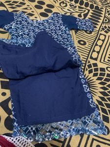 Blue Baby Girl Embellished Kurti Set