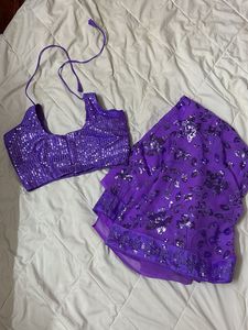 Purple Sequin saree w stitch blouse