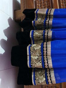New One Elegant Blue &amp; Gold Anarkali Dress