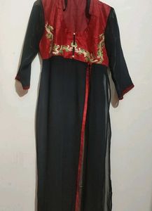 Black & Red Front & Side Cut Kurti For 36 Bust
