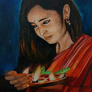 Puja Preparation Painting