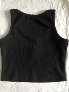Black Solid Crop Top