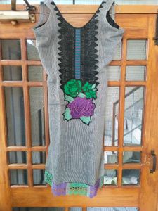 Elegant Black &amp; Gray Kurta With Legging And Dupatt