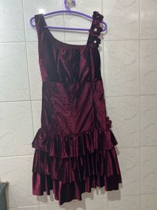 Maroon velvet like dress