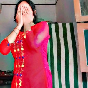 Red Embroidered Kurti