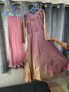 Elegant Mauve Embroidered Dress