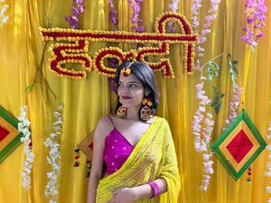 Yellow Bandhej Saree