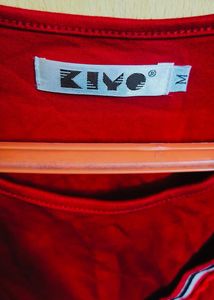 Red Top with V-Neck Detail