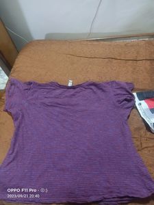Short Purple Acrylic Top Stripped Design Xxl