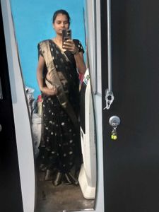 Black Organza Wedding Party Wear Saree