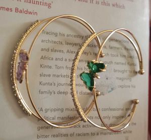 Lilac and Green butterfly stoned with Gold plated