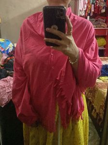 Pink Scarf with Fringes