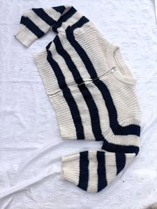Y2k Striped Zip-up Cropped Cardigan