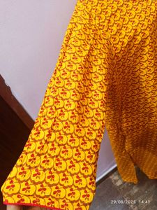 3xl Branded Yellow Printed Kurta