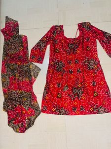 Red Printed Salwar Kameez