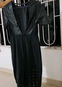 Black leather asos dress
