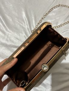 Golden Shine Sling Bag – Almost New, 1 Time Use ✨