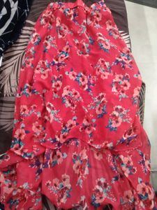 Floral Print Hi-Lo Skirt