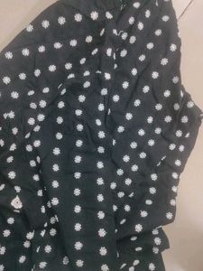 Black Polka Dot Dress with Lace Trim