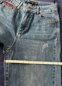 Distressed Wide Leg Denim Jeans