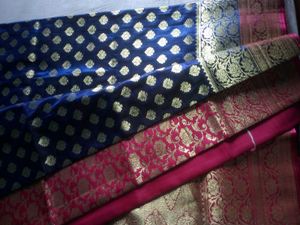 Blue &amp; Pink Pure Katan Benarasi Saree